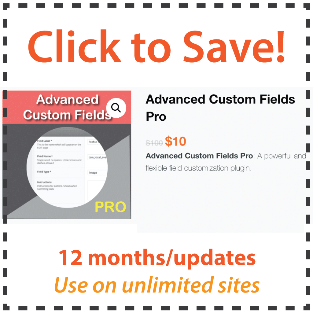 ACF Pro Coupon Code? Download this plugin for 90% less!